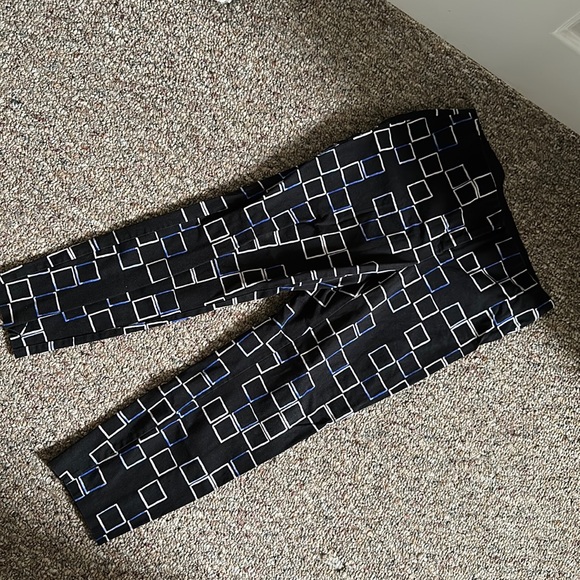 Alfani Black Blue & White Square Pattern Slim Fitting Pants - Picture 1 of 5